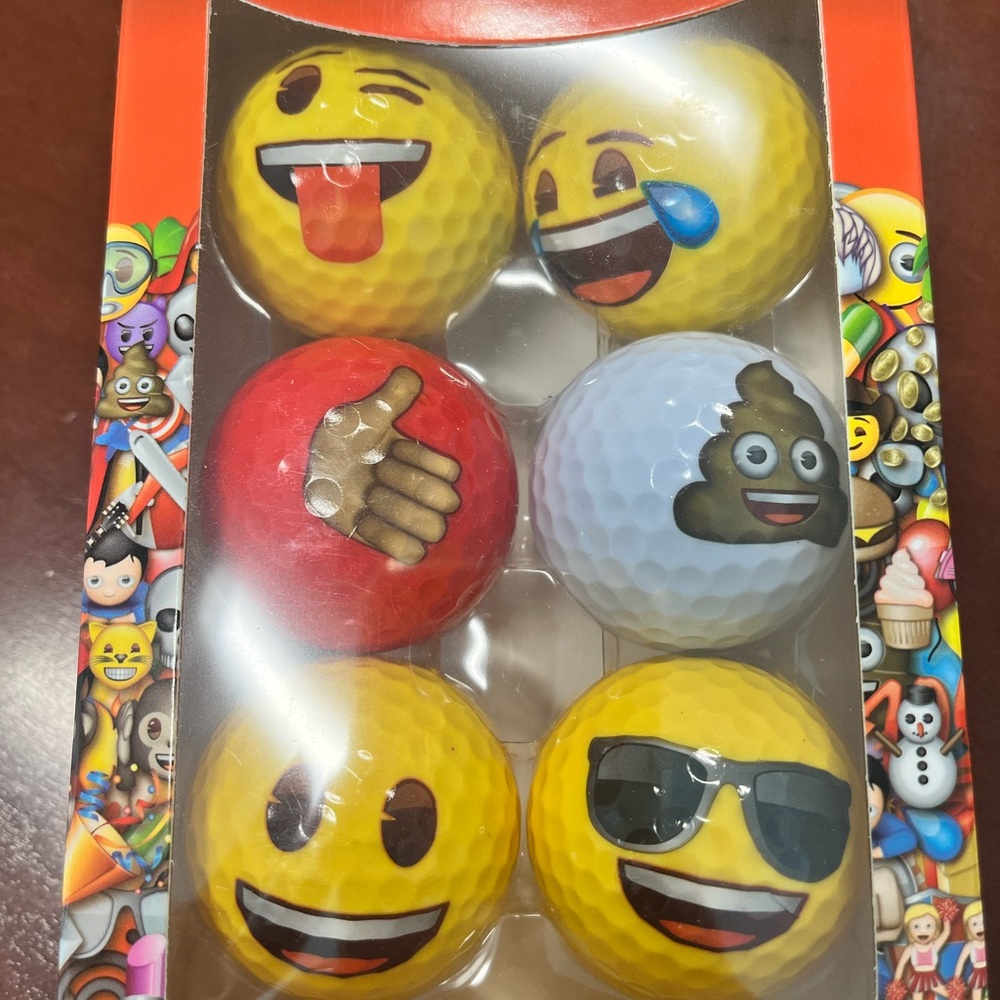 Emoji Fun Golf Balls Set - Yellow, Red, White